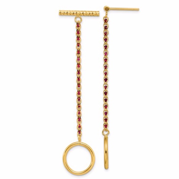 14K Chain D/C Post and Dangle Earrings